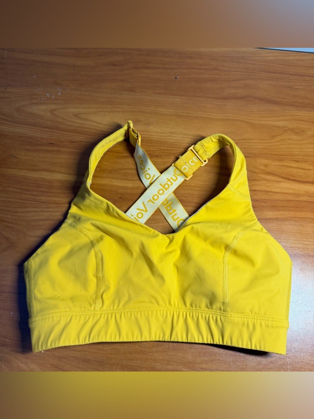 Outdoor Voices Yellow Strappy Criss Cross Sports Bra Workout Adjustable S/M